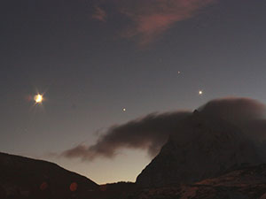 La Luna, Aldebaran, Venus y J�piter 14/07/2012