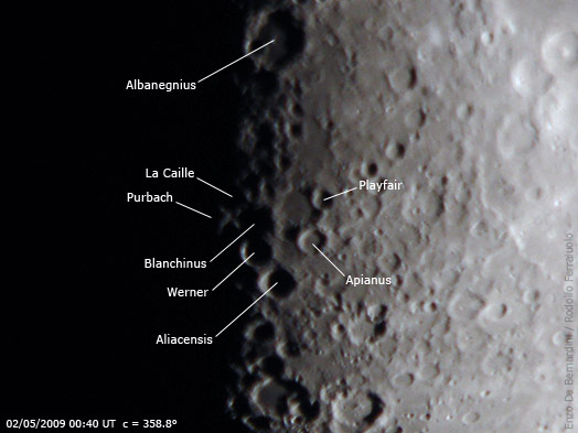 Cr&aacute;teres cercanos al Lunar X