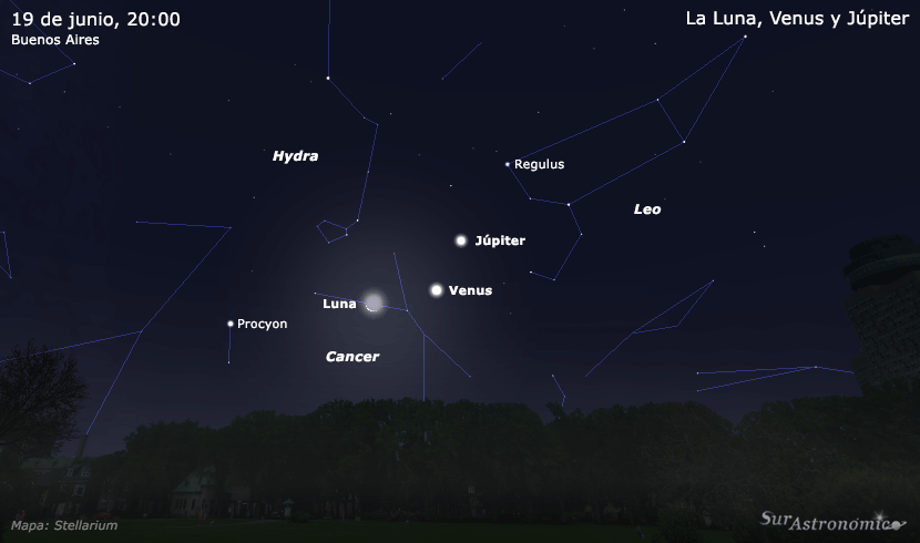 La Luna, Venus y J&uacute;piter
